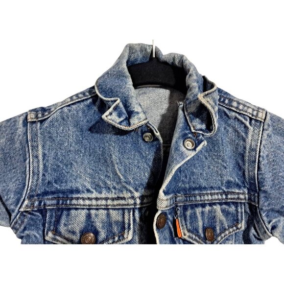 Vintage 1980-84 Levis Orange Tab Cropped Denim Trucker Jacket Womens XS/S Fits L - Picture 4 of 9